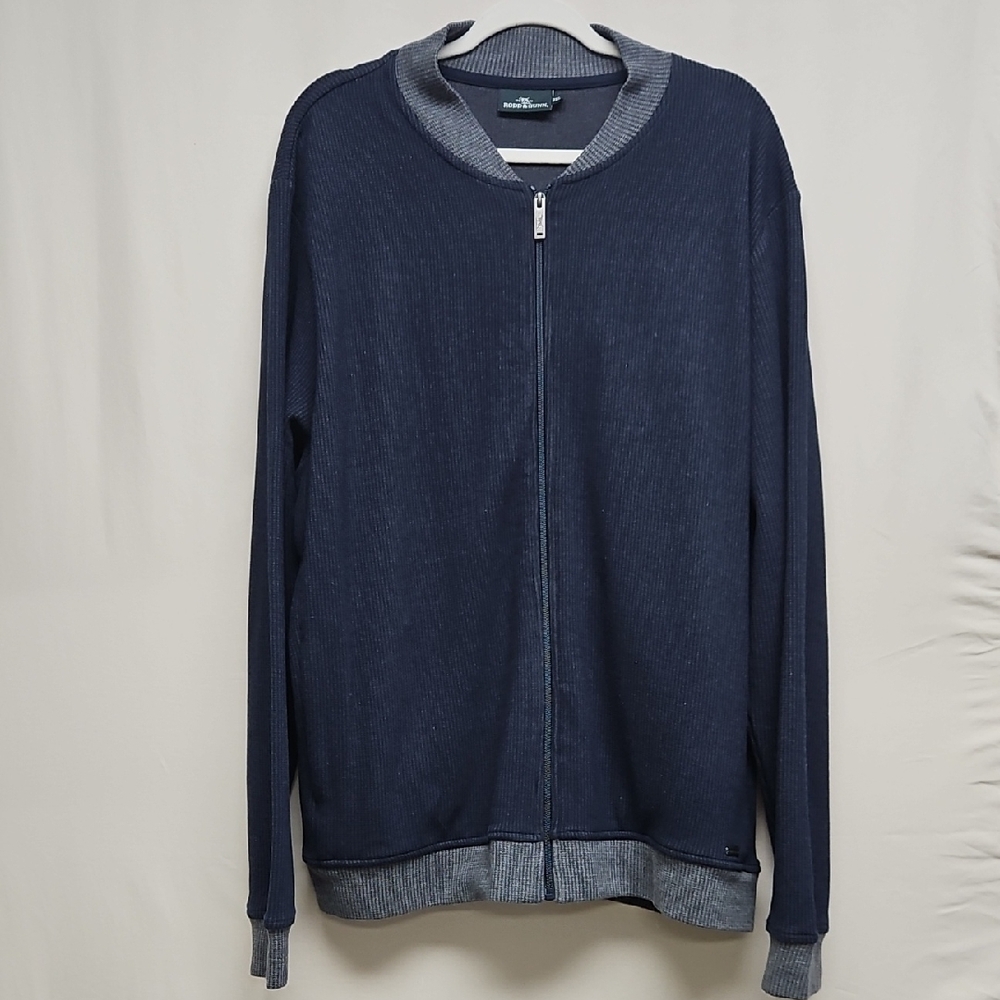 NWT Rodd & Gunn Full Zip Sweater Jacket Navy Cotton Blend XXL Mens